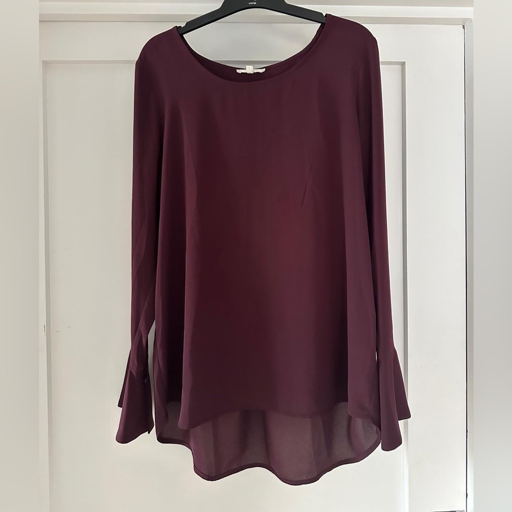 PLEIONE burgundy crepe chiffon top Nordstrom M